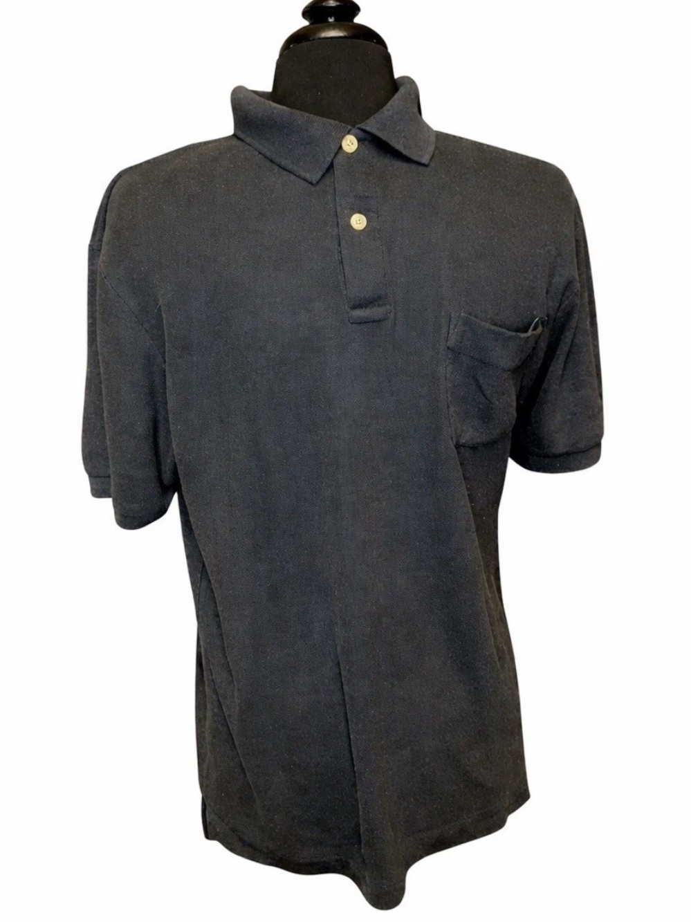 Mervyn’s Mens XL Black Polo Shirt Golf Casual Short Sleeve Pocket Classic Fit